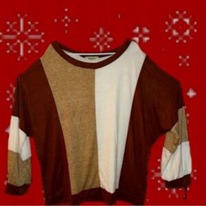 BNWOT- Rusty Brown, Beige & Cream dolman Haptics light weight soft sweater
